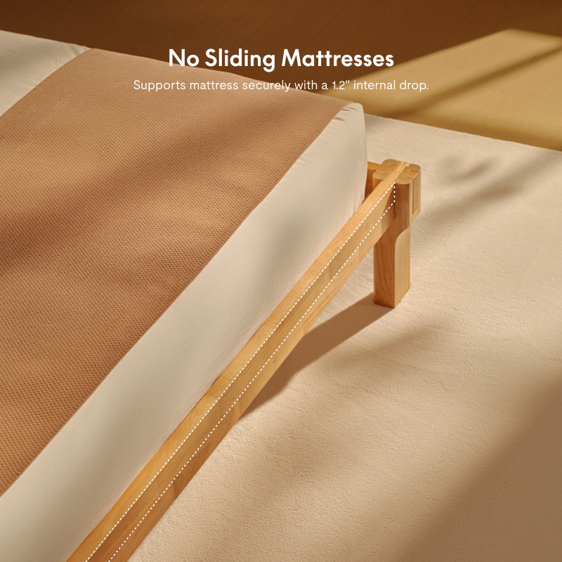 FlexiSpot Kana Japanese Joinery Bed with Headboard | Simple Design